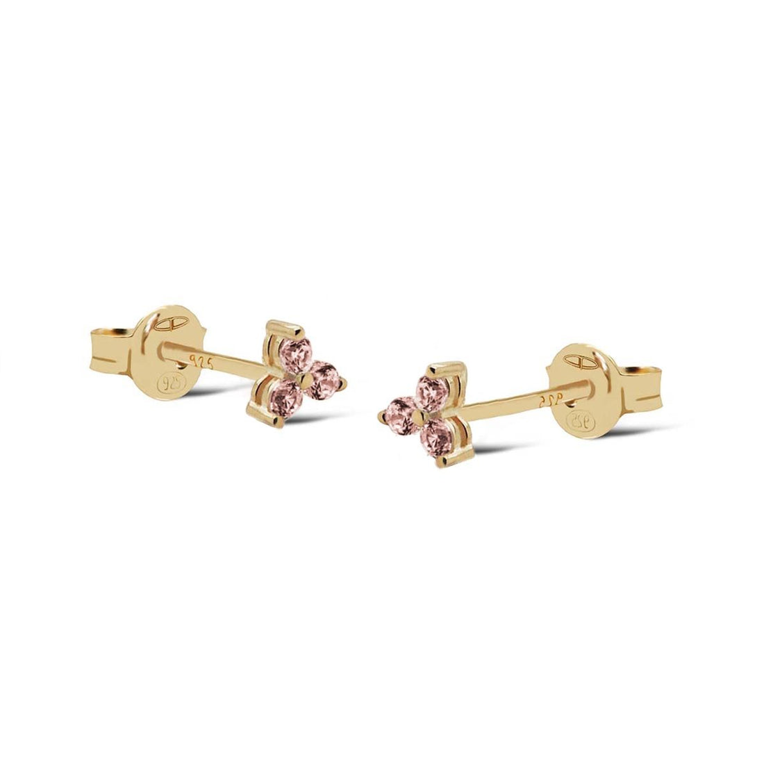 Triple sparkle champagne oorknopje goud