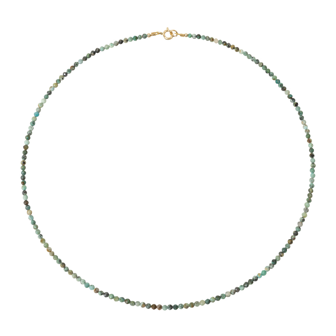 gemixt groen blauw fijn kralenkettinkje gemaakt van turkooise edelsteen met gouden slotje