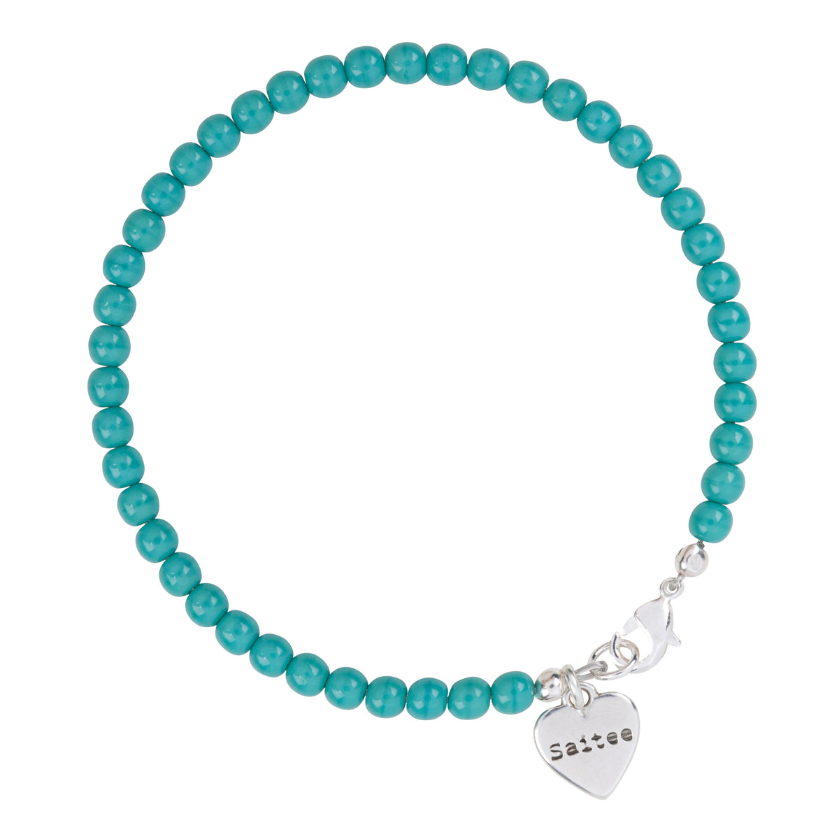 aqua kralenarmbandje met hartje