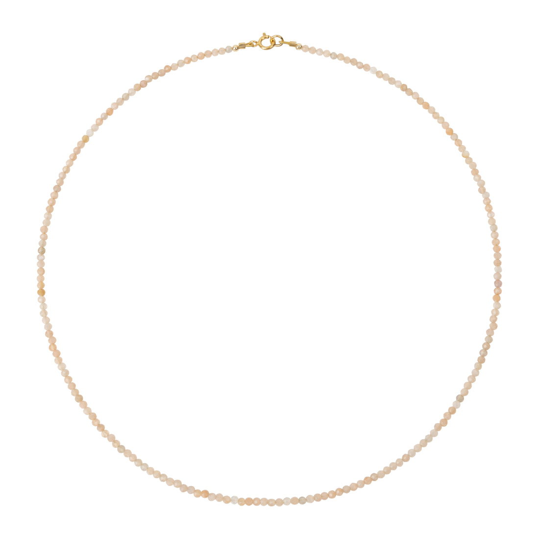 zacht oranje fijn kralenkettinkje gemaakt van zonnesteen edelstenen met gouden slotje