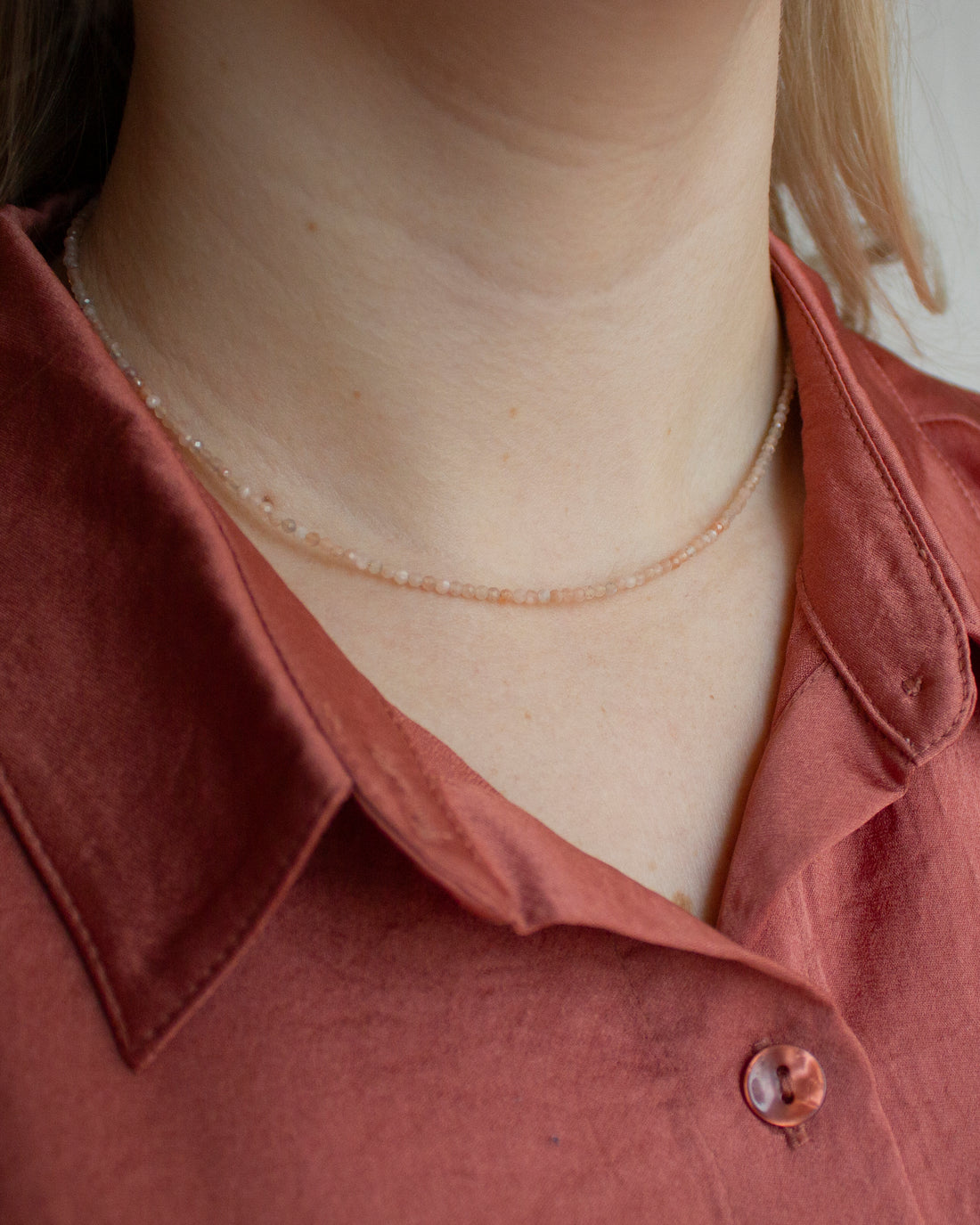 Zonnesteen edelsteen kettinkje