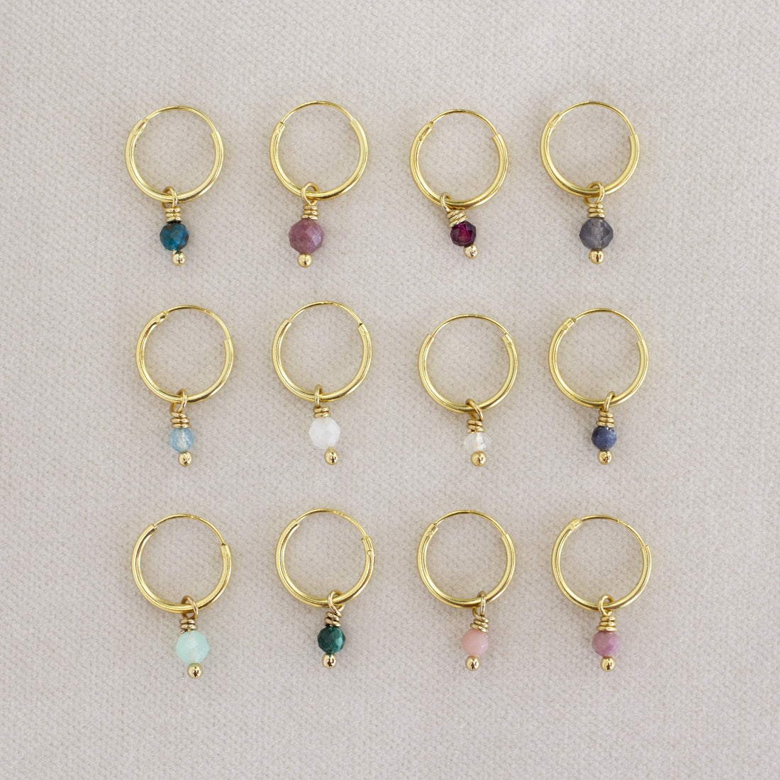 geboortesteen oorbel goud met edelsteentjes