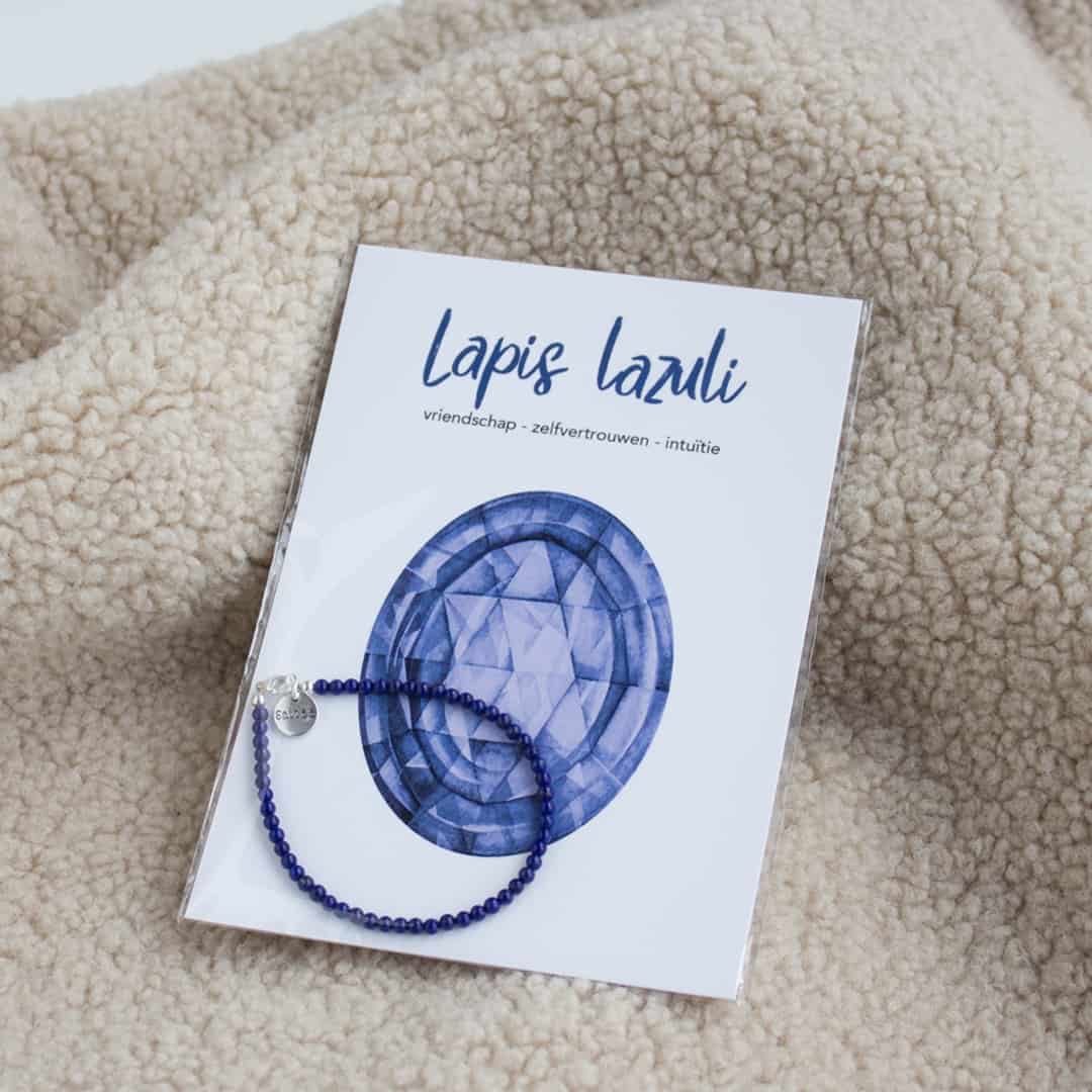 Lapis lazuli Saitee edelsteen feel-good armbandje