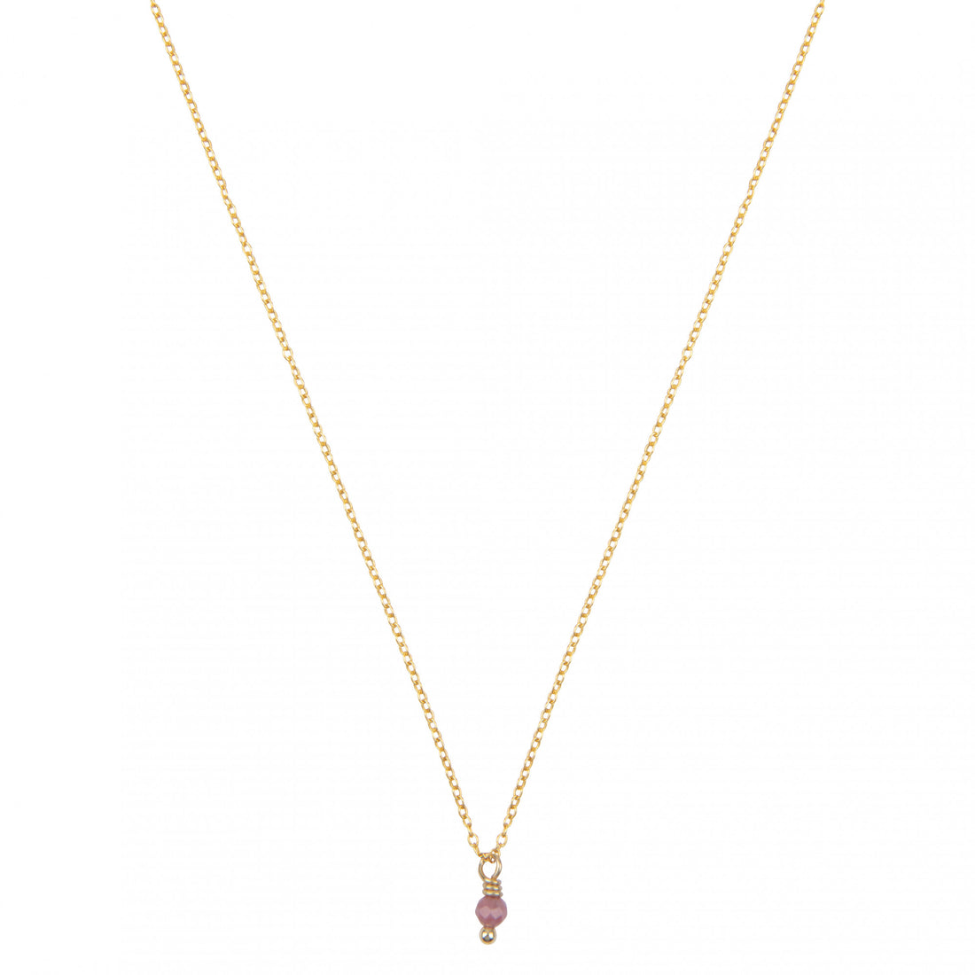 rhodoniet geboortsteenketting goud