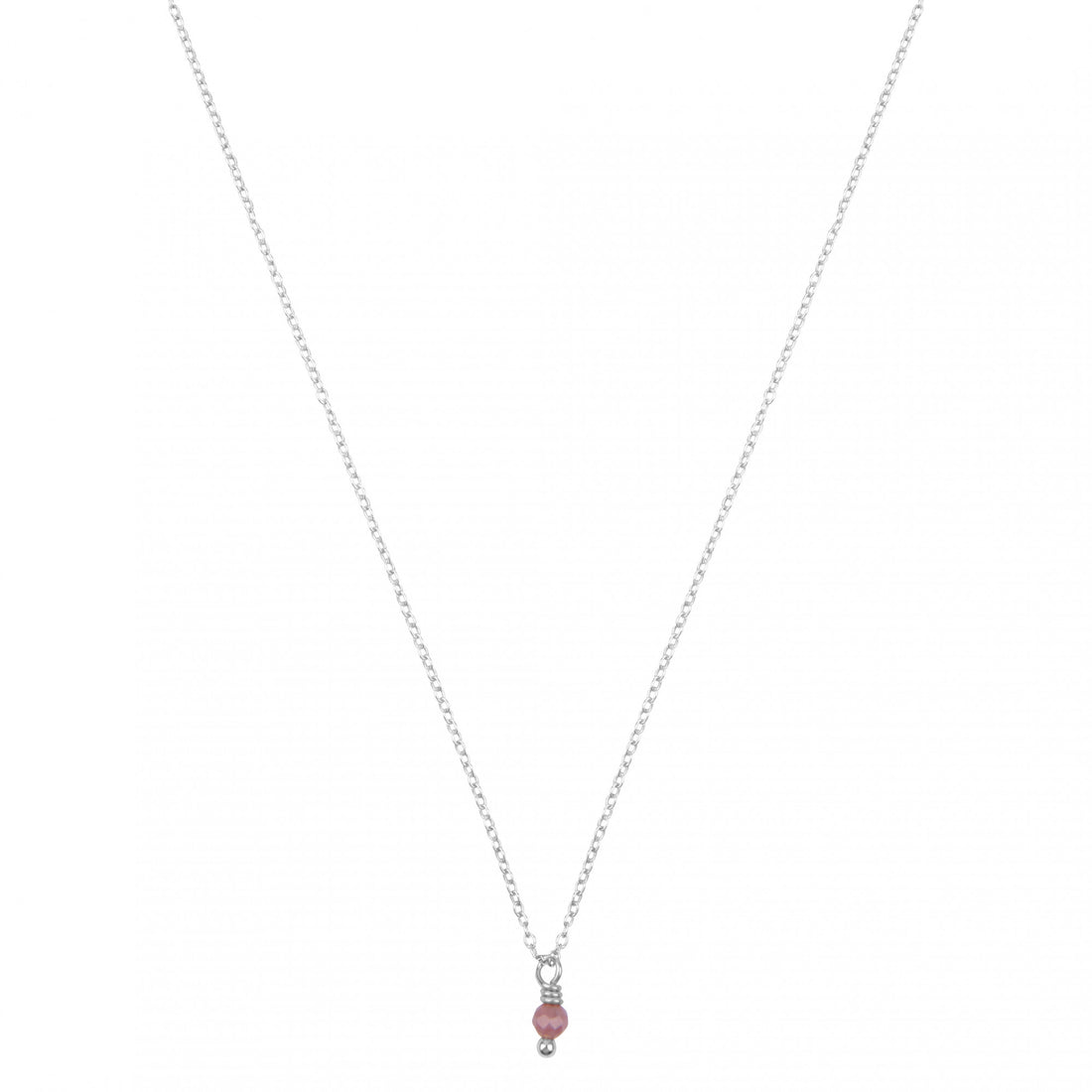 rhodoniet geboortsteenketting zilver