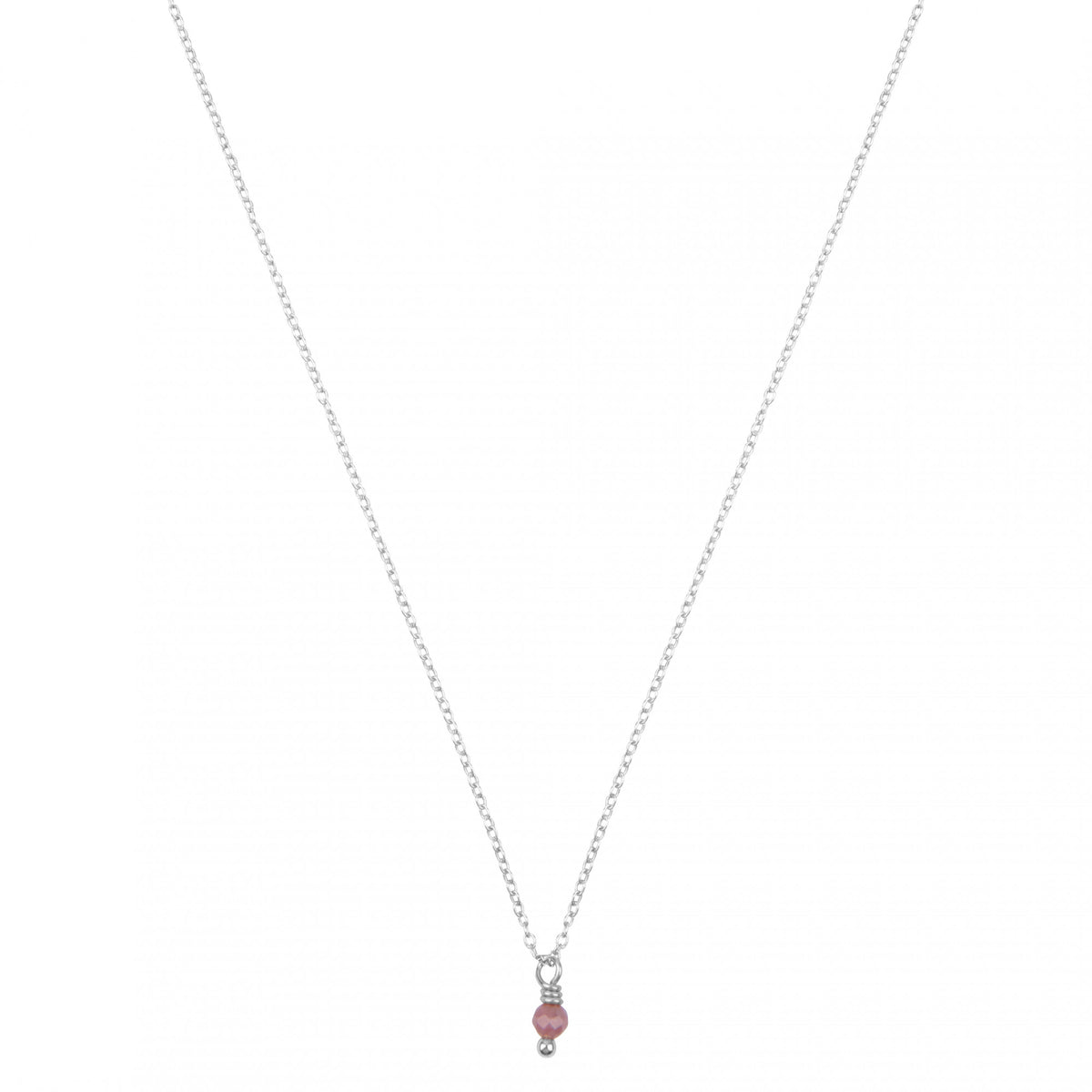 rhodoniet geboortsteenketting zilver